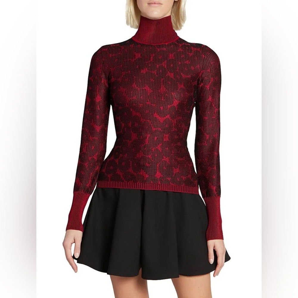 Alaia shirt jacquard crinoline long sleeve high neck red/black